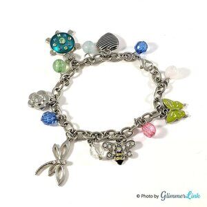 Butterfly Dragonfly Bee Heart Flower Beads Charms Bracelet